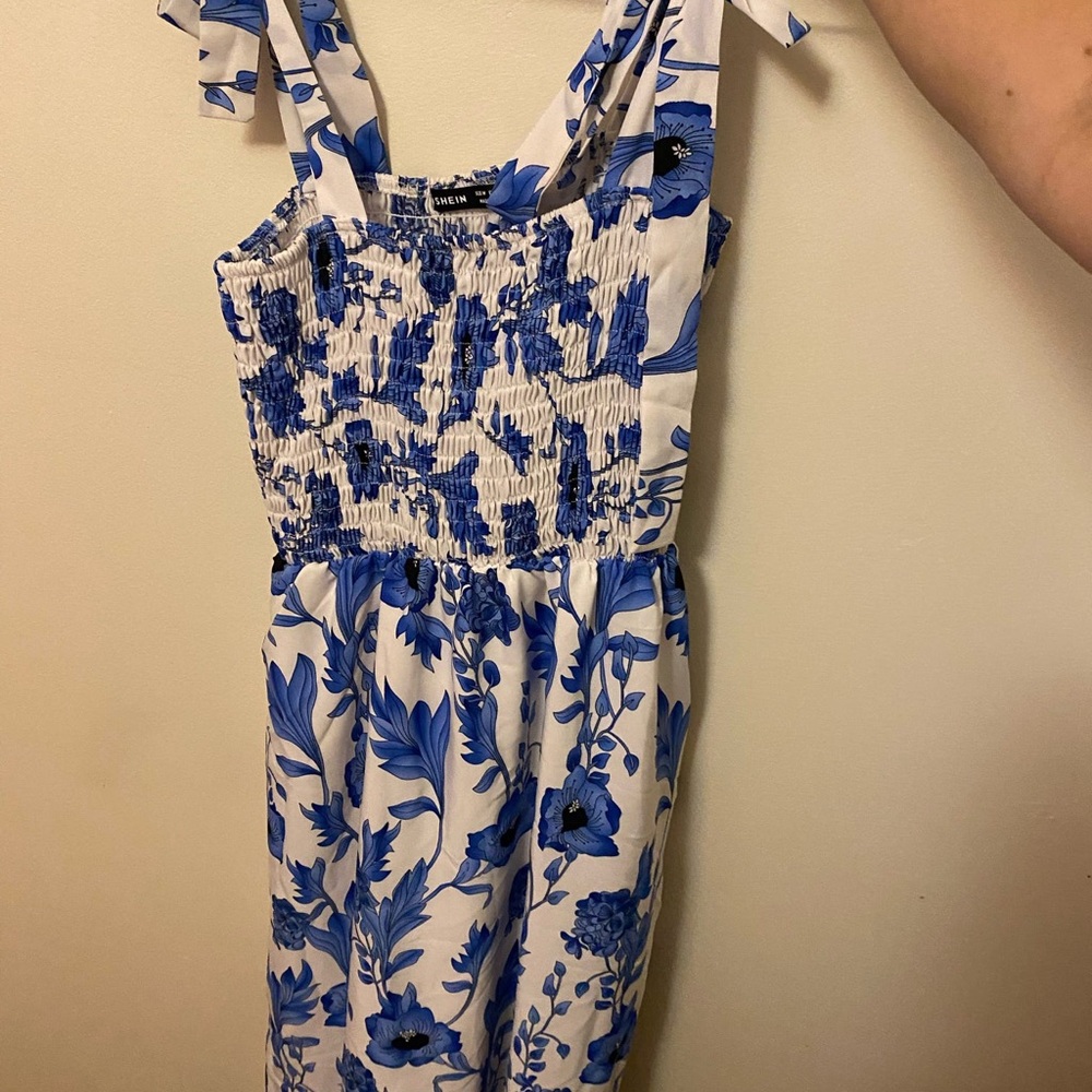 SHEIN Blue and White Floral Dress